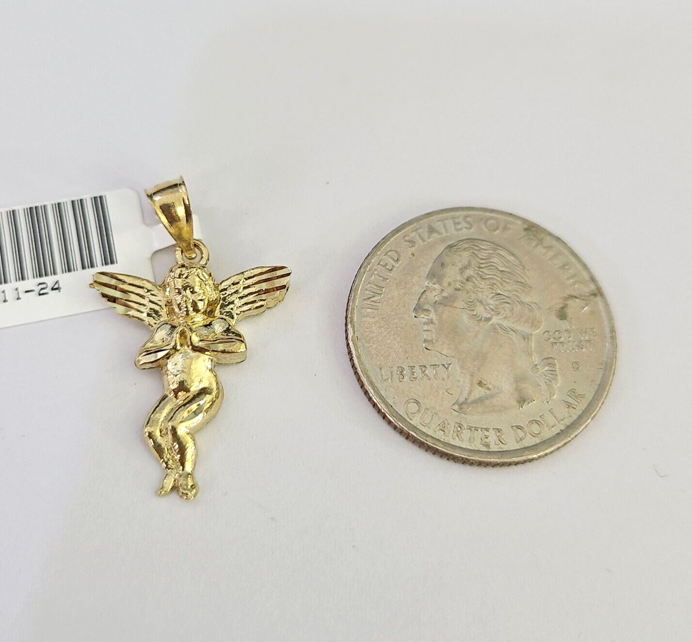 10k Solid Rope Chain 2mm Praying Angel Pendant Charm Necklace SET 18-22" Ladies